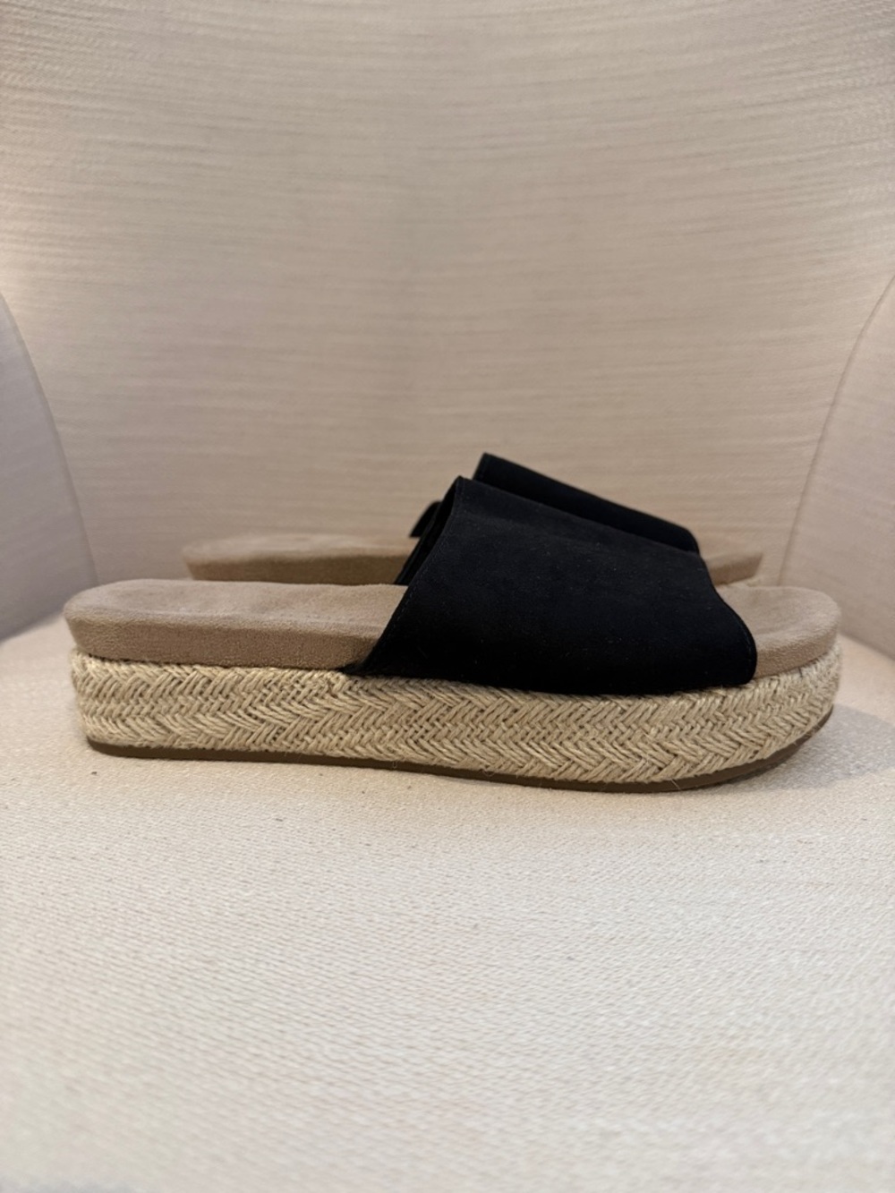Madden Girl Black Espadrille Slide Platform Sandals